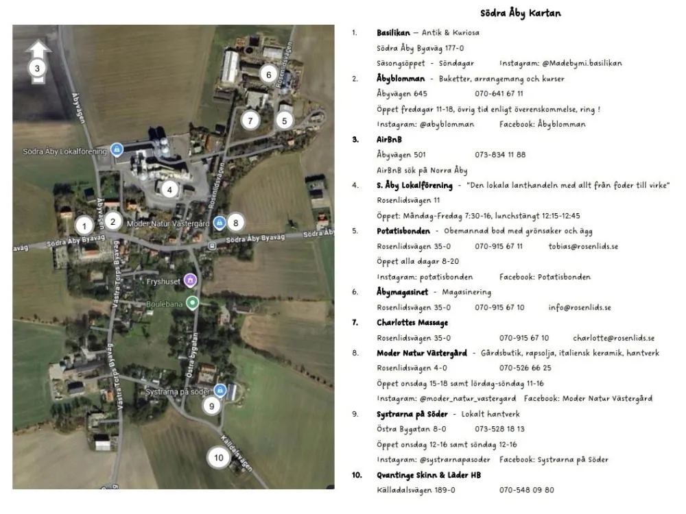 Södra Åby kartan - Företag